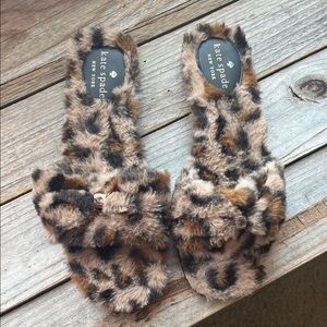 Kate Spade Leopard Print Furry Slippers